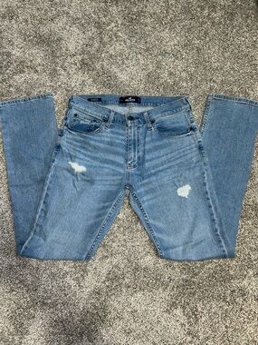 Hollister Men’s Light Blue Slim Straight Distressed Jeans 31x34